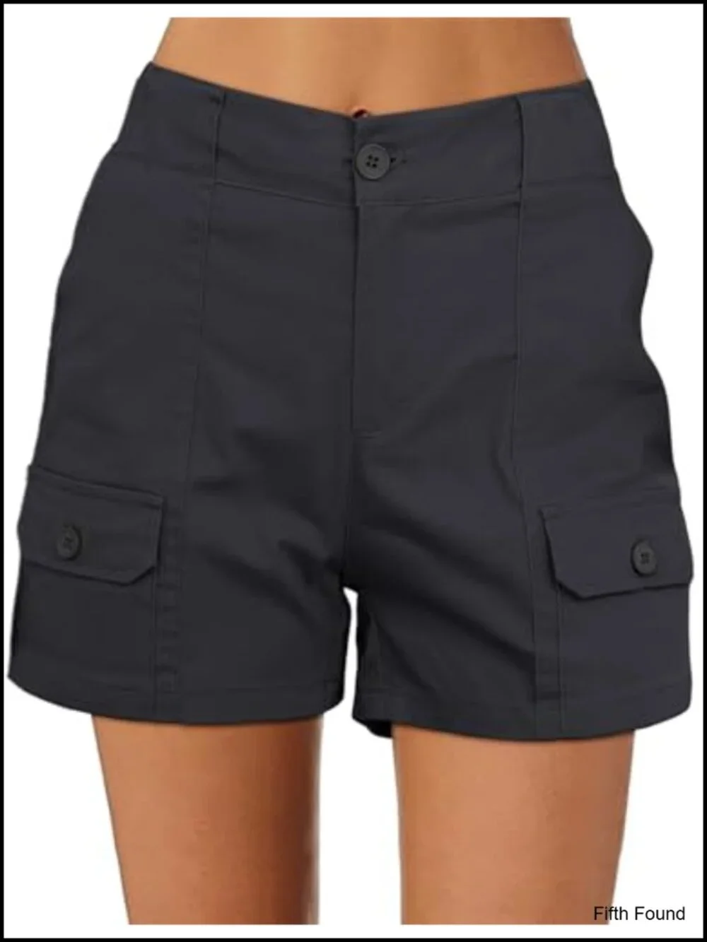 High Waisted Cargo Shorts with Ribbed Elastic Waist and Utility Pockets